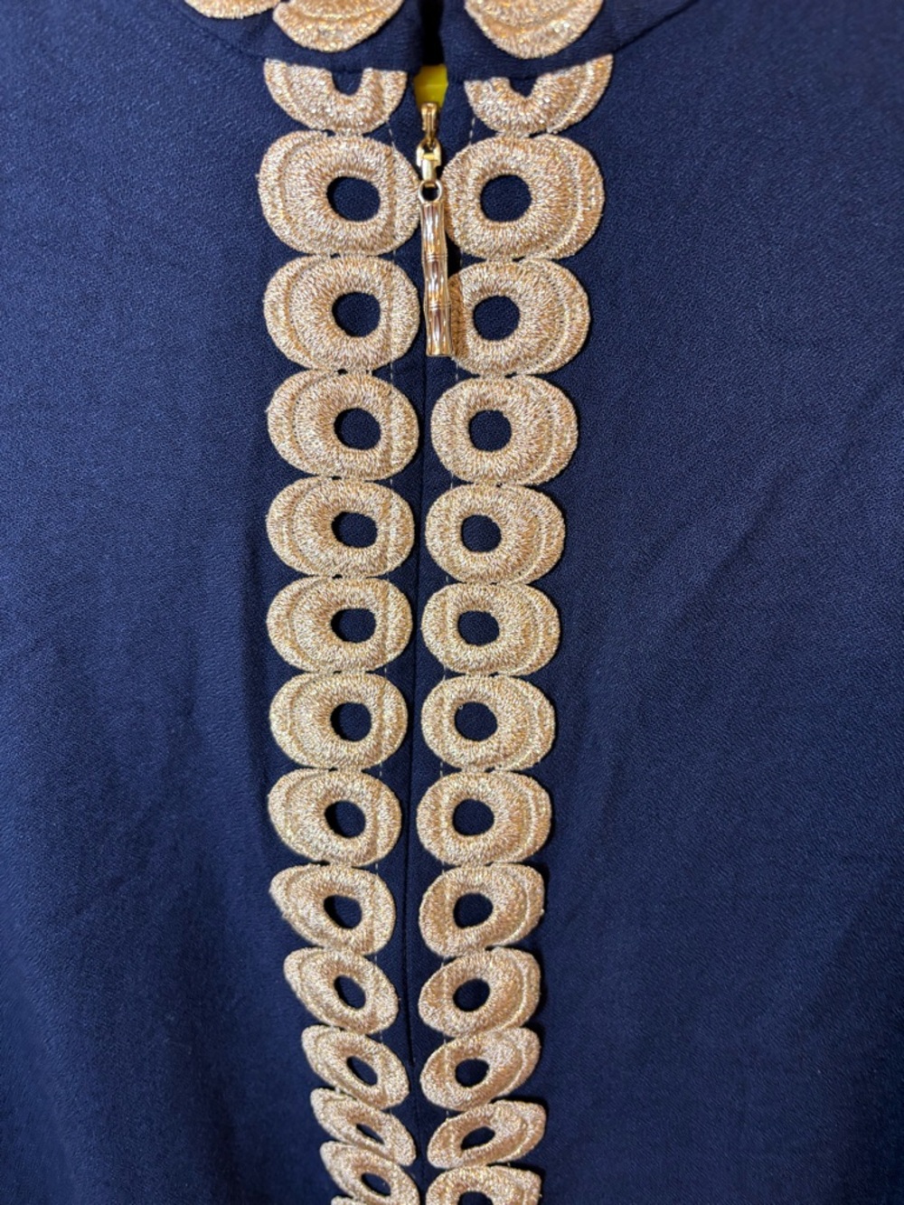 Lilly Pulitzer Navy Dress with Gold Embroidered Trim - Picture 6 of 6